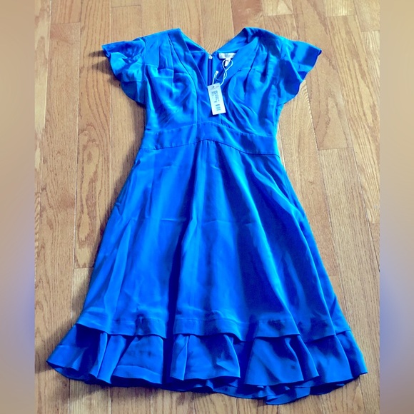 Rebecca Taylor Dresses & Skirts - Rebecca Taylor Royal Blue V-Neck Ruffled Hem Dress